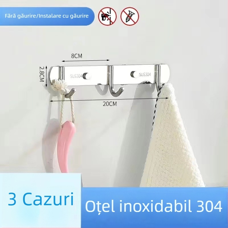 Umeraș pentru haine din oțel inoxidabil 304, montat pe perete, finisaj lucios, greutate 0,5 kg, stil modern minimalist