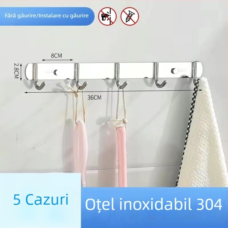 Umeraș pentru haine din oțel inoxidabil 304, montat pe perete, finisaj lucios, greutate 0,5 kg, stil modern minimalist