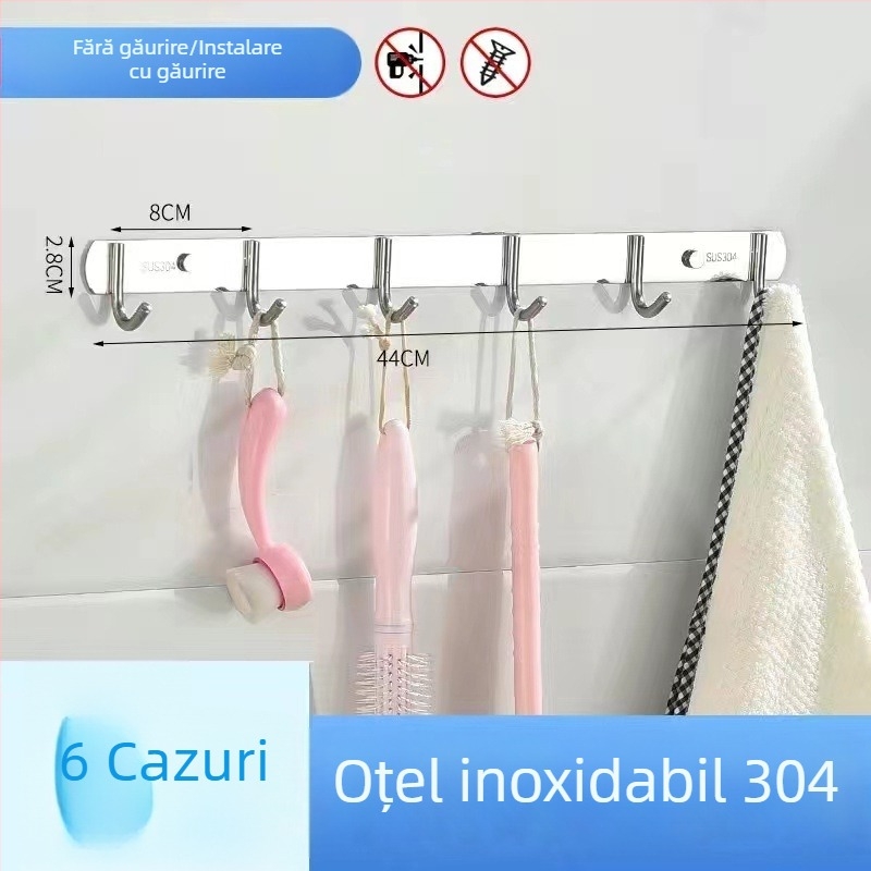 Umeraș pentru haine din oțel inoxidabil 304, montat pe perete, finisaj lucios, greutate 0,5 kg, stil modern minimalist