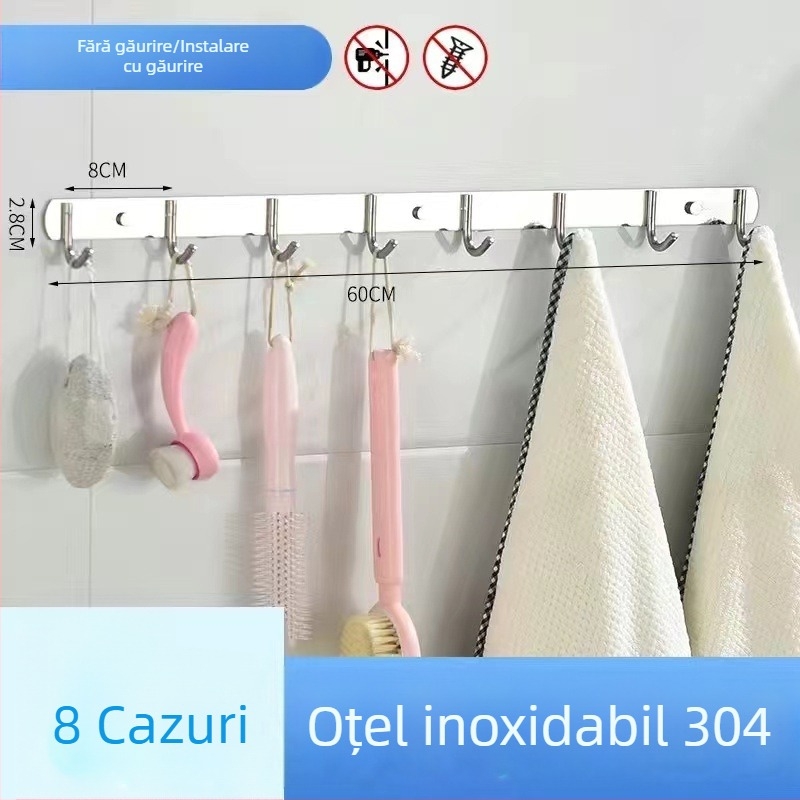Umeraș pentru haine din oțel inoxidabil 304, montat pe perete, finisaj lucios, greutate 0,5 kg, stil modern minimalist