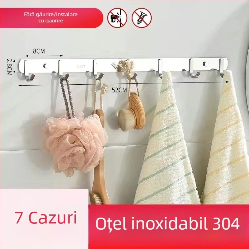Umeraș pentru haine din oțel inoxidabil 304, montat pe perete, finisaj lucios, greutate 0,5 kg, stil modern minimalist