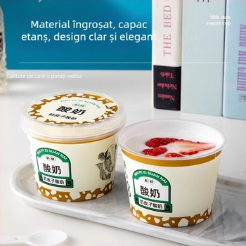 Cupa de iaurt de unică folosință cu capac — material PP, brand Strange book, imprimare logo disponibilă, personalizare disponibilă, non-biodegradabil