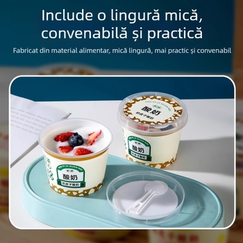 Cupa de iaurt de unică folosință cu capac — material PP, brand Strange book, imprimare logo disponibilă, personalizare disponibilă, non-biodegradabil