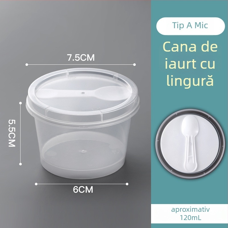 Cupa de iaurt de unică folosință cu capac — material PP, brand Strange book, imprimare logo disponibilă, personalizare disponibilă, non-biodegradabil