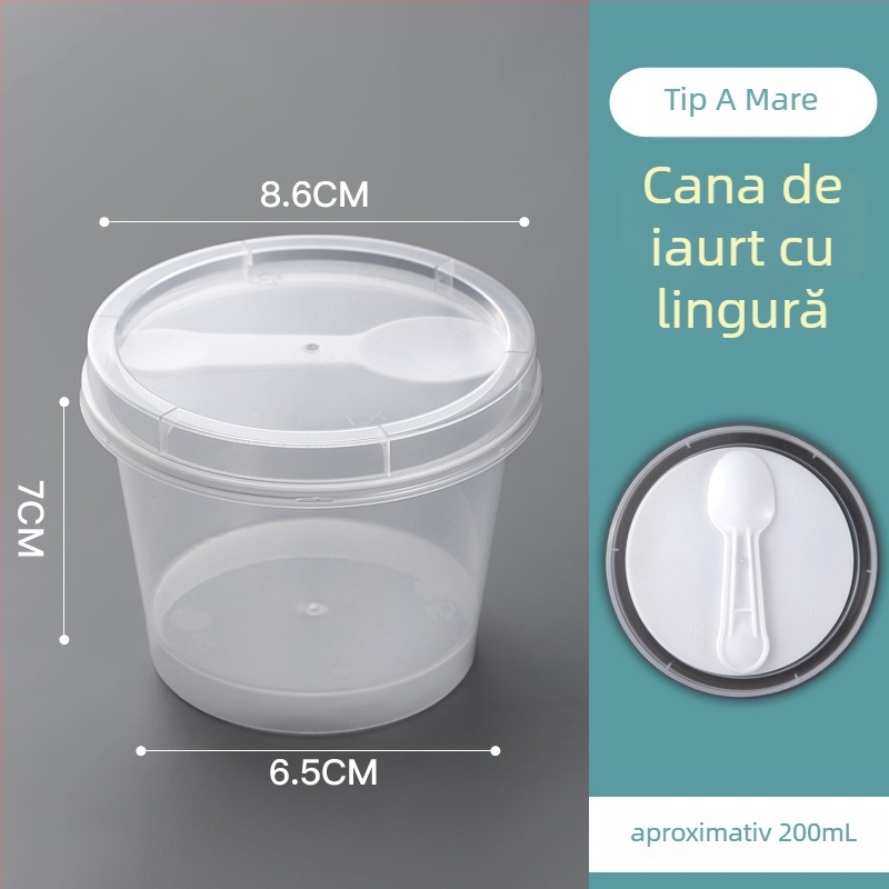 Cupa de iaurt de unică folosință cu capac — material PP, brand Strange book, imprimare logo disponibilă, personalizare disponibilă, non-biodegradabil