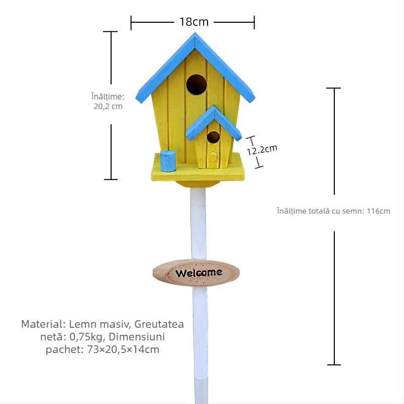 Decorațiune de grădină din lemn – cuib de păsări pentru curte și balcon, cod produs Jb2krpez, cadou pentru afaceri, IP: Nu