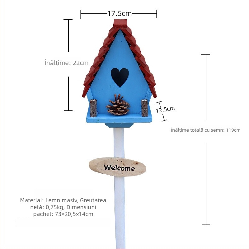 Decorațiune de grădină din lemn – cuib de păsări pentru curte și balcon, cod produs Jb2krpez, cadou pentru afaceri, IP: Nu
