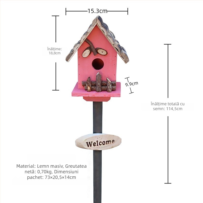 Decorațiune de grădină din lemn – cuib de păsări pentru curte și balcon, cod produs Jb2krpez, cadou pentru afaceri, IP: Nu