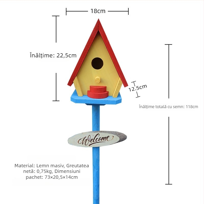 Decorațiune de grădină din lemn – cuib de păsări pentru curte și balcon, cod produs Jb2krpez, cadou pentru afaceri, IP: Nu