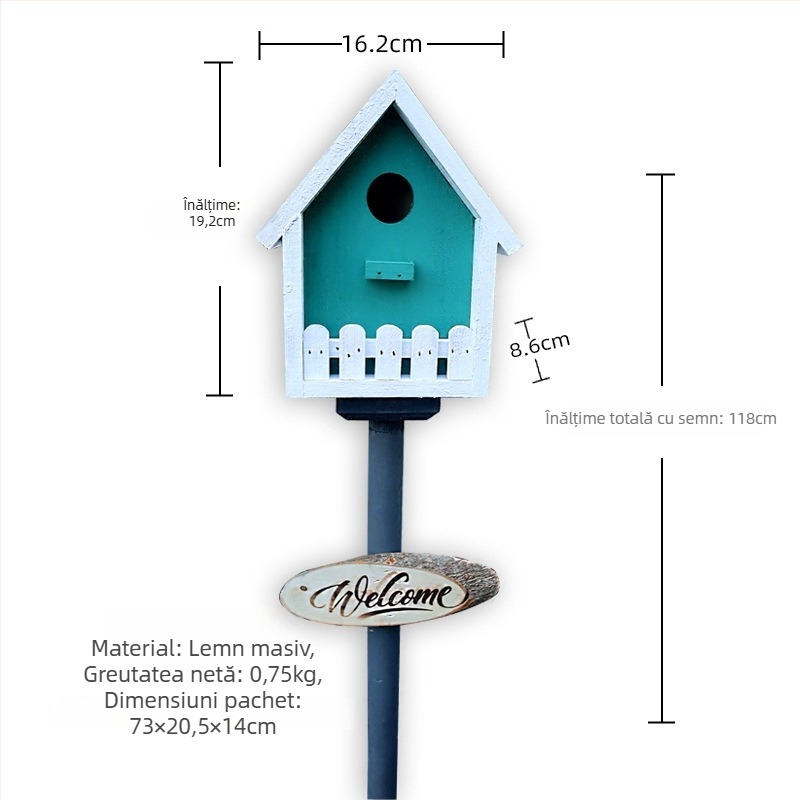 Decorațiune de grădină din lemn – cuib de păsări pentru curte și balcon, cod produs Jb2krpez, cadou pentru afaceri, IP: Nu