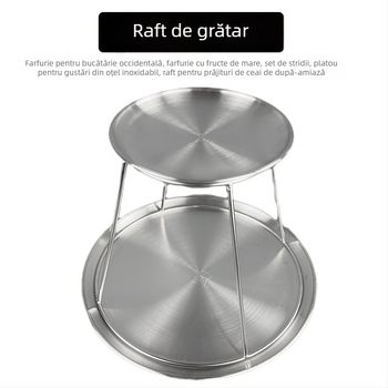 Azelay Lai suport de afișare din oțel inoxidabil, două niveluri, pentru sashimi și stridii, neimportat, stil modern minimalist