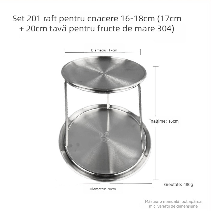 Azelay Lai suport de afișare din oțel inoxidabil, două niveluri, pentru sashimi și stridii, neimportat, stil modern minimalist