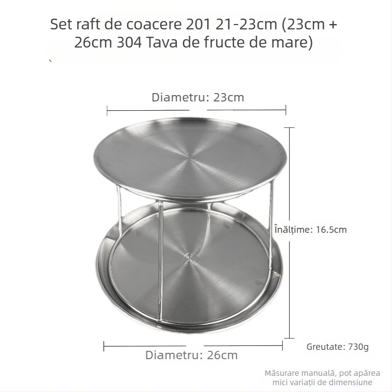 Azelay Lai suport de afișare din oțel inoxidabil, două niveluri, pentru sashimi și stridii, neimportat, stil modern minimalist