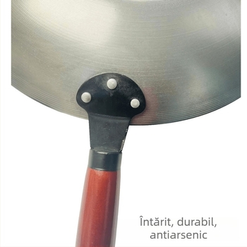 Wok din oțel inoxidabil, antiaderent, model 35-40, bază simplă, arzător universal