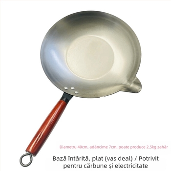 Wok din oțel inoxidabil, antiaderent, model 35-40, bază simplă, arzător universal