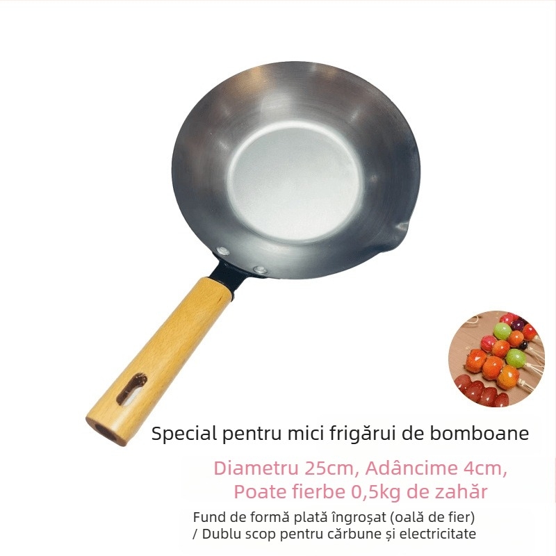Wok din oțel inoxidabil, antiaderent, model 35-40, bază simplă, arzător universal