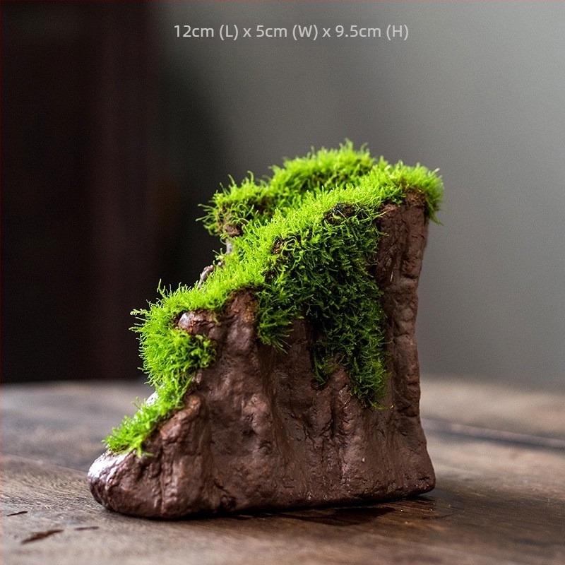 Ornament de birou cu bonsai și peisaj acvatic Zen — flori de mătase, micro peisaj