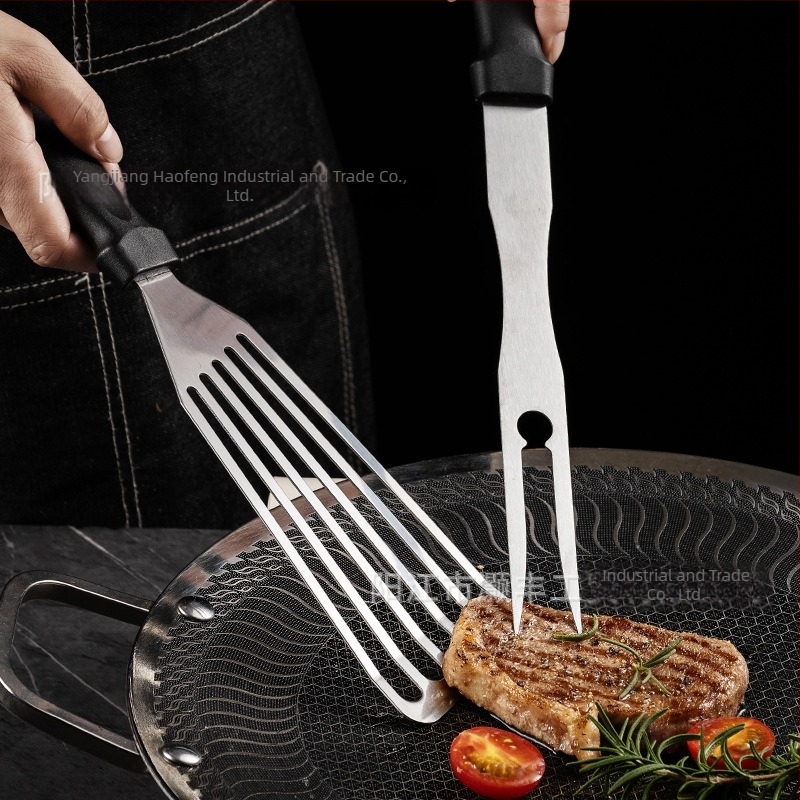 Set lingură și spatulă din oțel inoxidabil, mânere PP, rezistență la temperaturi înalte