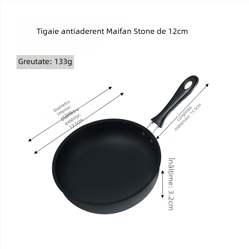 Tigaie mică din fontă antiaderentă, fără fum, pentru ouă și clătite, compatibilă cu plita cu inducție și aragaz
