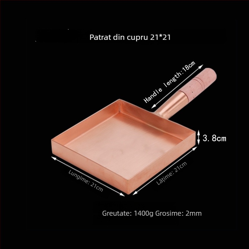 Tigaie pentru prăjit din cupru, stil japonez, bază simplă, potrivită pentru aragaz cu gaz