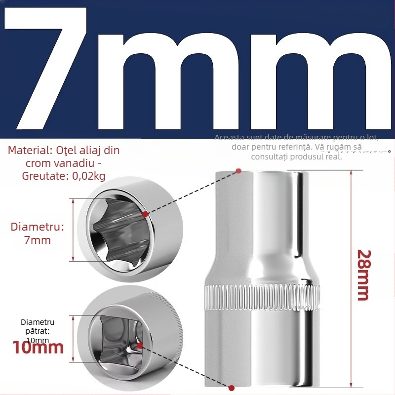 Set cheie hexagonala cu tijă de extensie și articulație universală; priză hexagonală cu 6 fețe; oțel crom-vanadiu; finisaj lucios