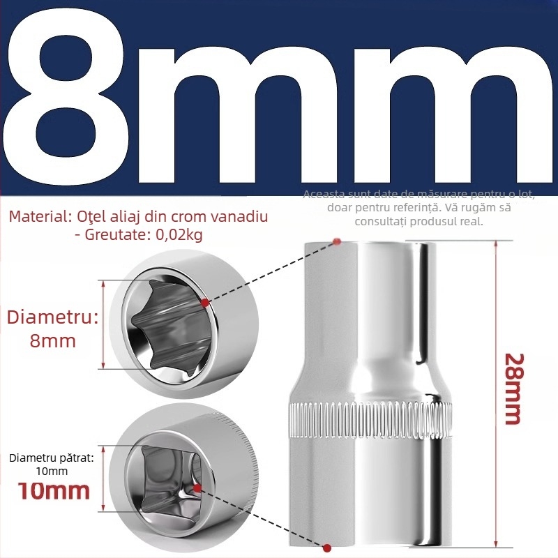 Set cheie hexagonala cu tijă de extensie și articulație universală; priză hexagonală cu 6 fețe; oțel crom-vanadiu; finisaj lucios