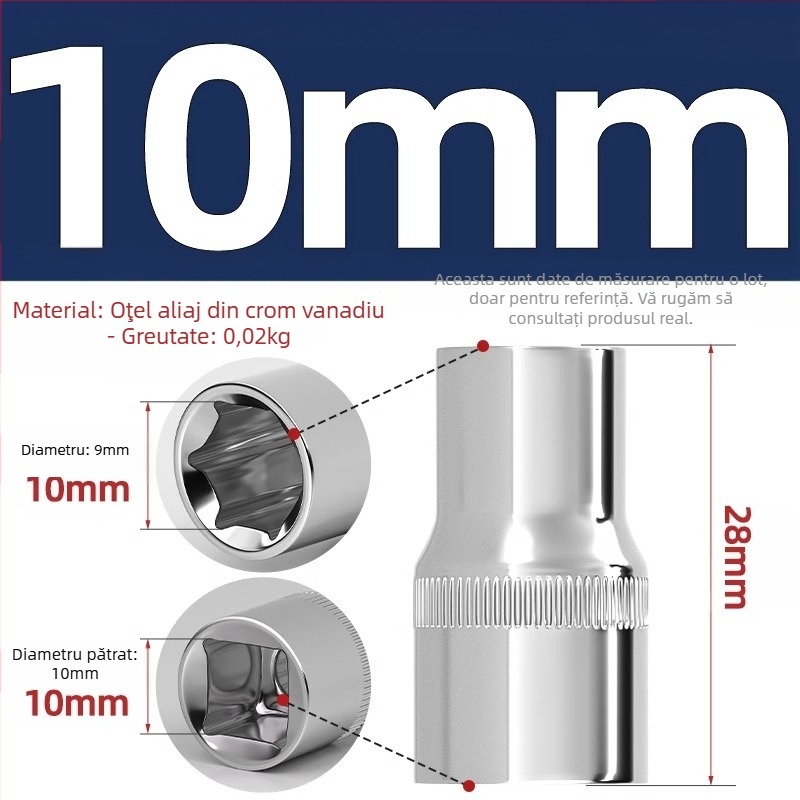 Set cheie hexagonala cu tijă de extensie și articulație universală; priză hexagonală cu 6 fețe; oțel crom-vanadiu; finisaj lucios