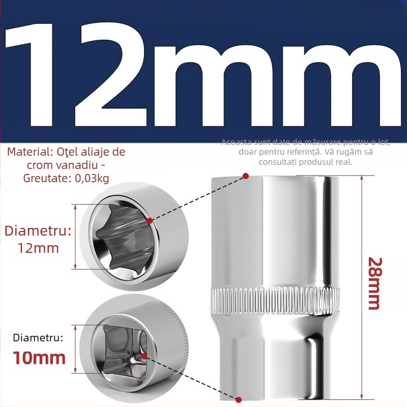Set cheie hexagonala cu tijă de extensie și articulație universală; priză hexagonală cu 6 fețe; oțel crom-vanadiu; finisaj lucios