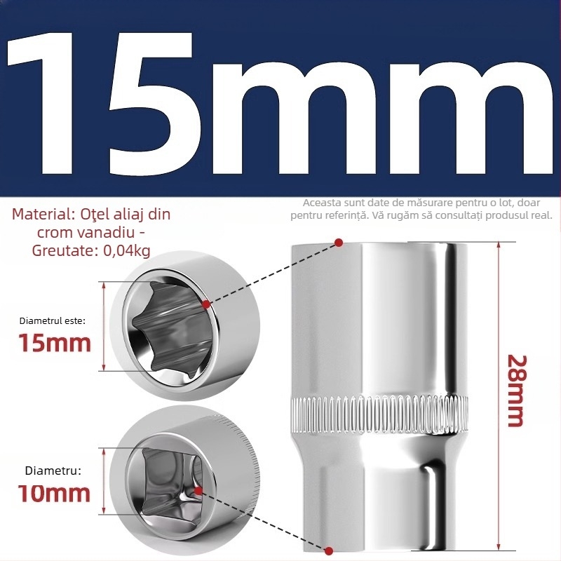 Set cheie hexagonala cu tijă de extensie și articulație universală; priză hexagonală cu 6 fețe; oțel crom-vanadiu; finisaj lucios