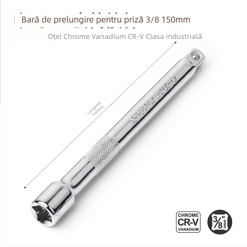 Set cheie hexagonala cu tijă de extensie și articulație universală; priză hexagonală cu 6 fețe; oțel crom-vanadiu; finisaj lucios