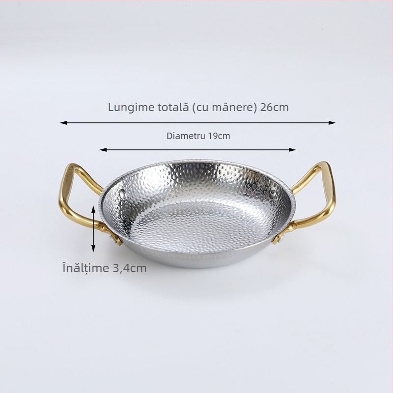 Tigaie din oțel inoxidabil cu mâner dublu, 304, compatibil cu inducția, antiaderent