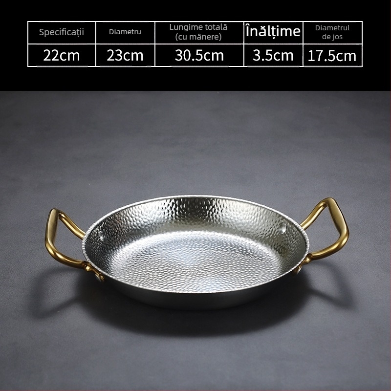 Tigaie din oțel inoxidabil cu mâner dublu, 304, compatibil cu inducția, antiaderent