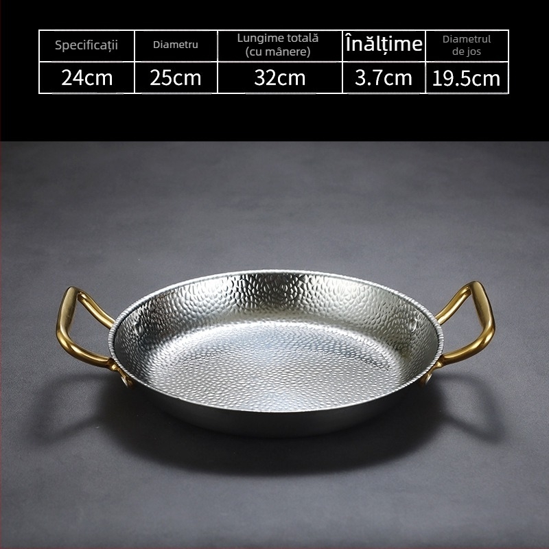 Tigaie din oțel inoxidabil cu mâner dublu, 304, compatibil cu inducția, antiaderent