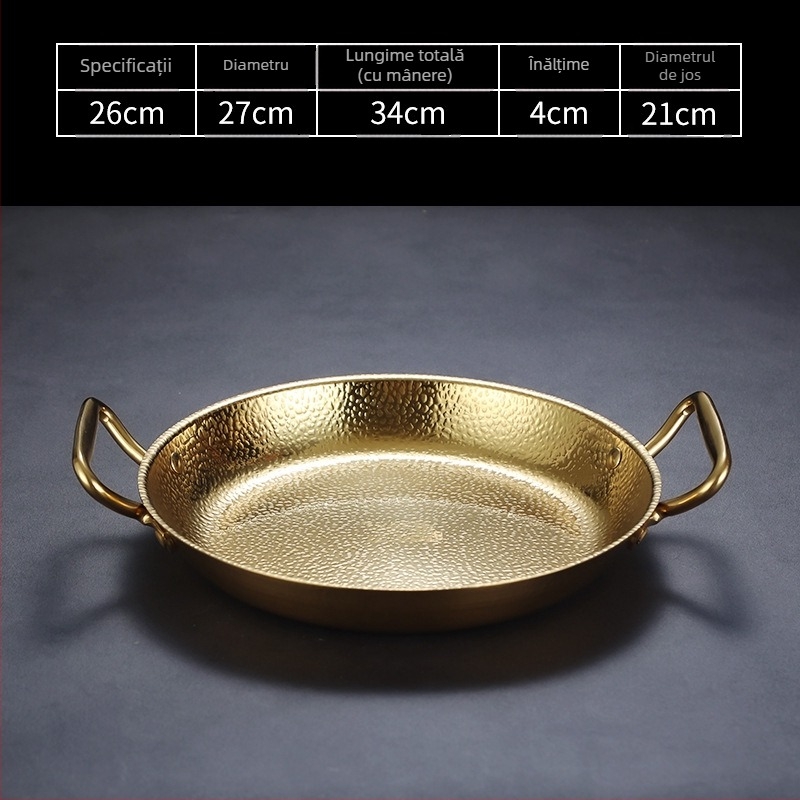 Tigaie din oțel inoxidabil cu mâner dublu, 304, compatibil cu inducția, antiaderent