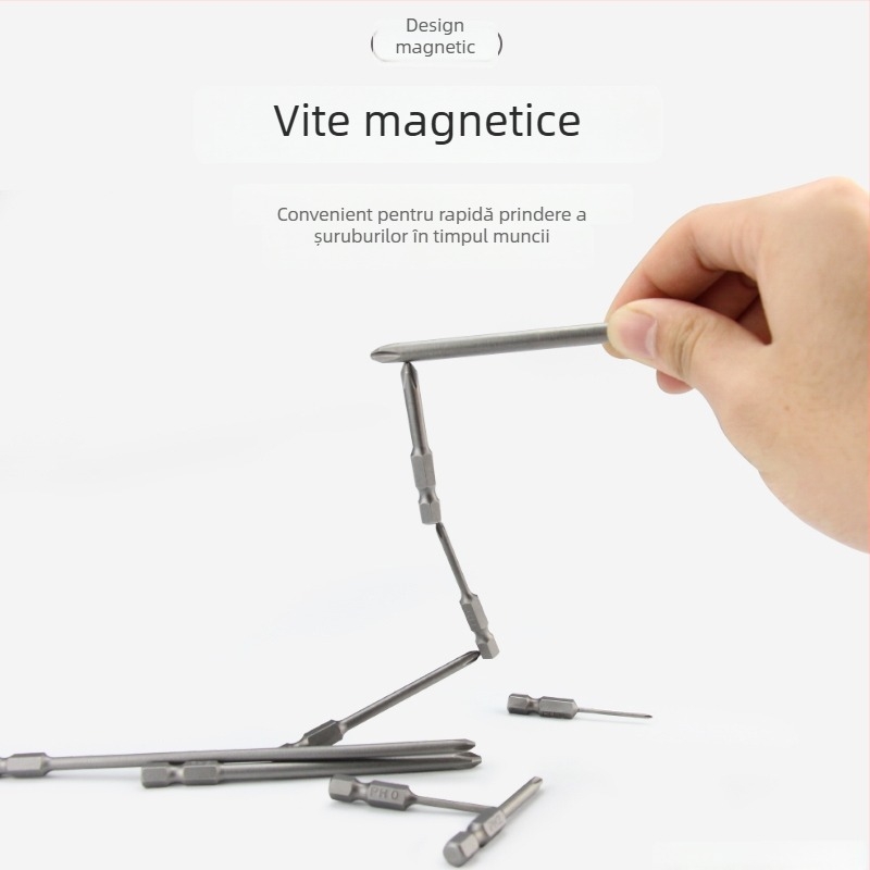 Set de biti pentru șurubelniță electrică, cap magnetic în cruce, lungime extinsă, compatibil cu hex, material: lemn de santal mov