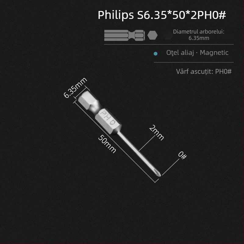 Set de biti pentru șurubelniță electrică, cap magnetic în cruce, lungime extinsă, compatibil cu hex, material: lemn de santal mov