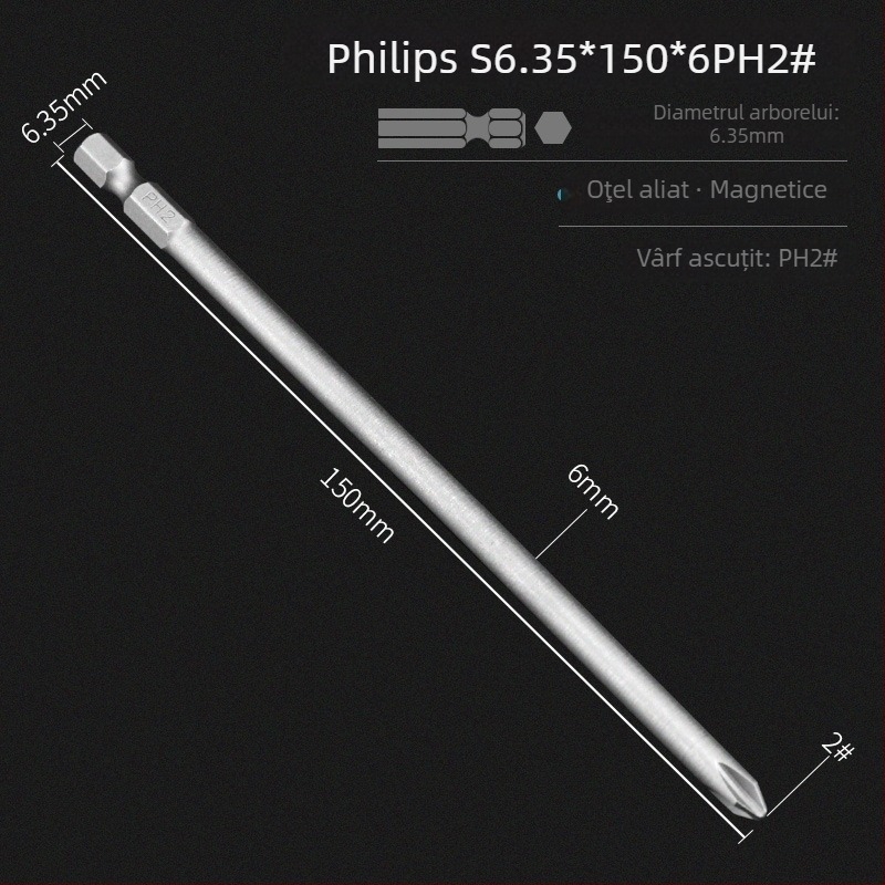 Set de biti pentru șurubelniță electrică, cap magnetic în cruce, lungime extinsă, compatibil cu hex, material: lemn de santal mov