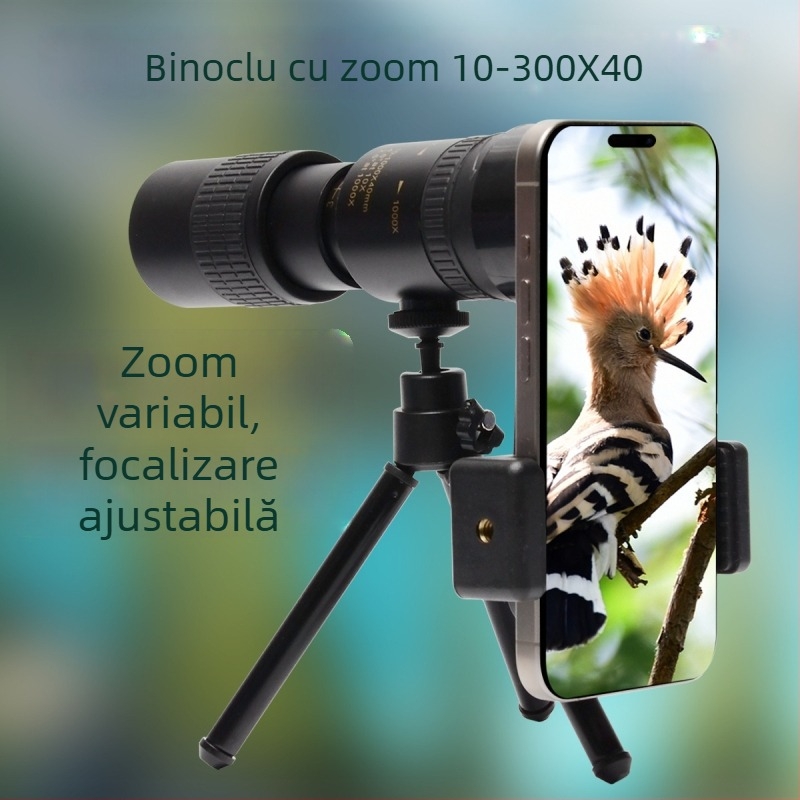 Telescop monocular Global Eagle 10-300x40, mărire 10-30x, câmp vizual 6,8°