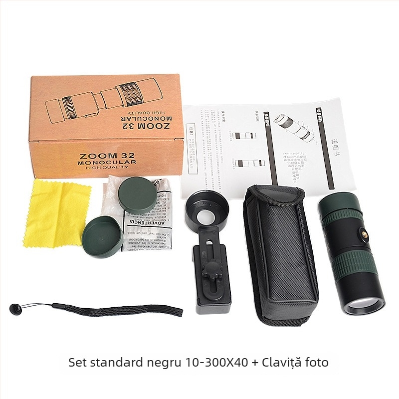 Telescop monocular Global Eagle 10-300x40, mărire 10-30x, câmp vizual 6,8°