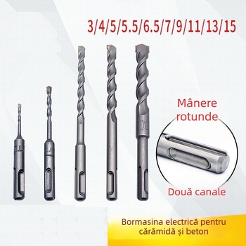 Burghiu de ciocan cu cap rotund și mâner rotund, fără hex, pentru pereți din beton