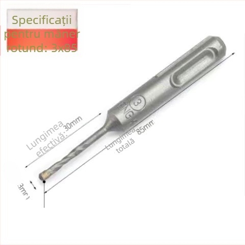 Burghiu de ciocan cu cap rotund și mâner rotund, fără hex, pentru pereți din beton