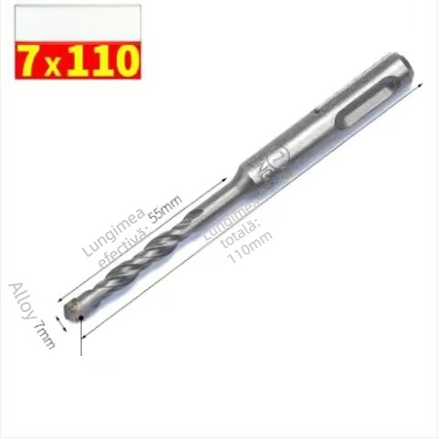 Burghiu de ciocan cu cap rotund și mâner rotund, fără hex, pentru pereți din beton