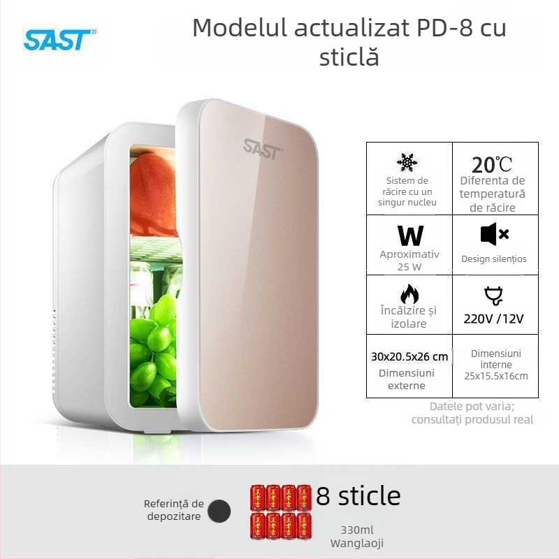 Mini frigider cosmetic cu răcire semiconductoră, Gold Porcelain, 5 L, 48 W