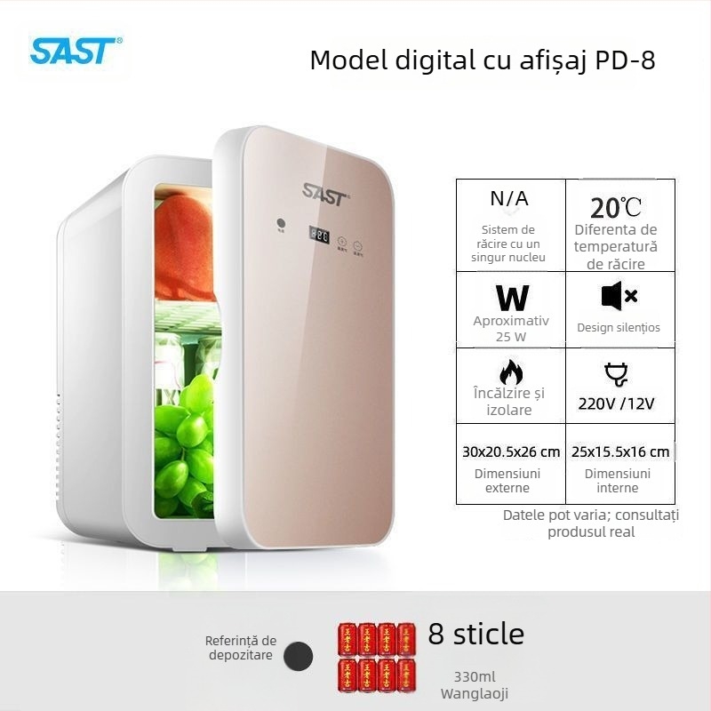 Mini frigider cosmetic cu răcire semiconductoră, Gold Porcelain, 5 L, 48 W