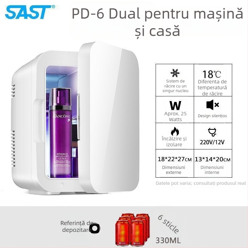 Mini frigider cosmetic cu răcire semiconductoră, Gold Porcelain, 5 L, 48 W