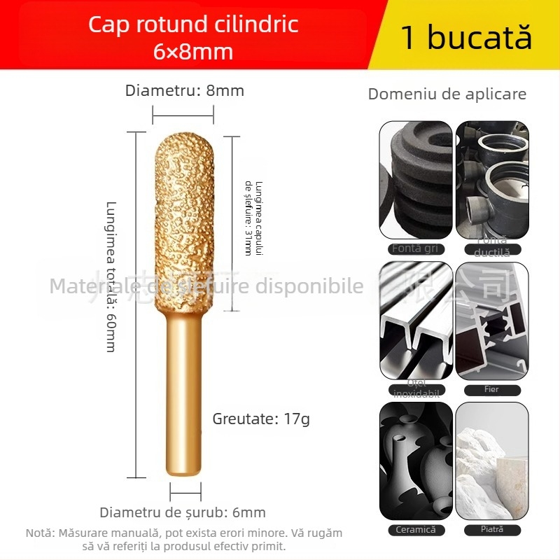 Cap de șlefuit cu diamant sudat pentru bormașină electrică – Xin Yilong, Material: Gold steel sand