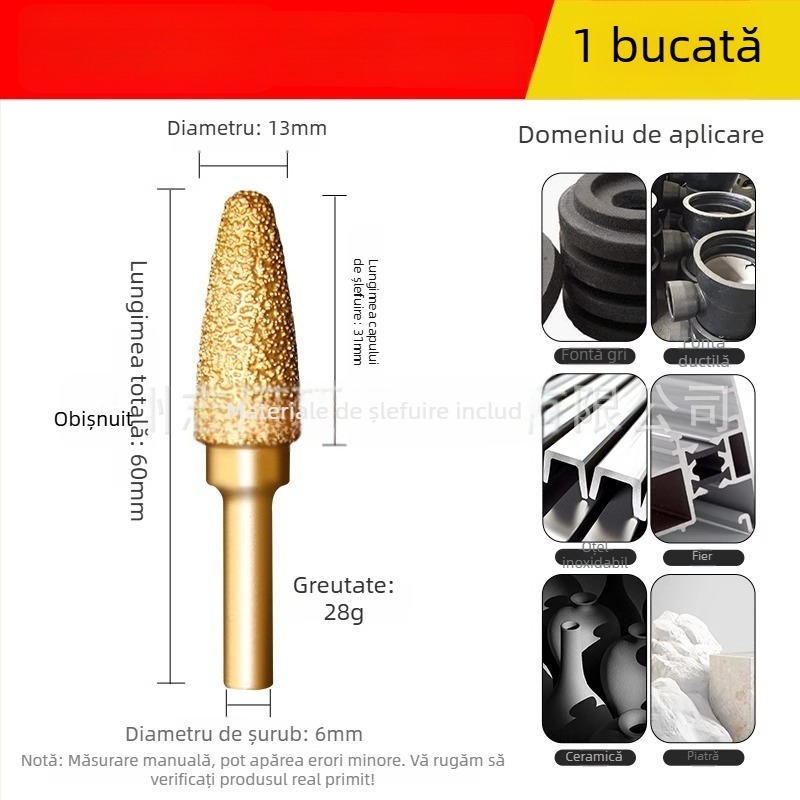 Cap de șlefuit cu diamant sudat pentru bormașină electrică – Xin Yilong, Material: Gold steel sand