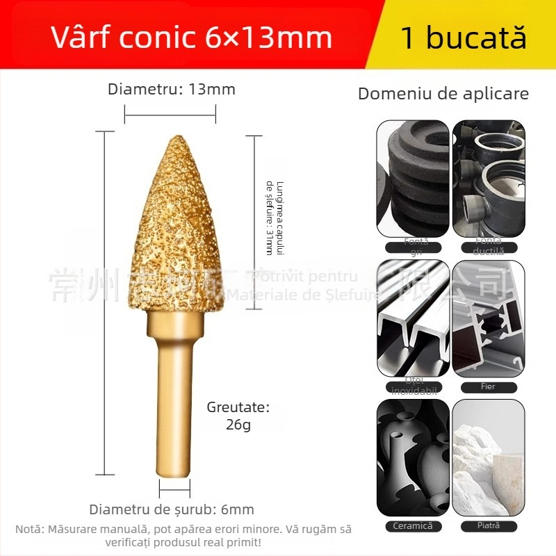 Cap de șlefuit cu diamant sudat pentru bormașină electrică – Xin Yilong, Material: Gold steel sand