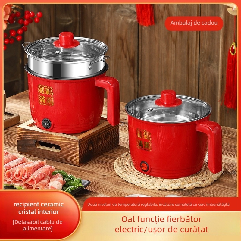 Oală electrică de gătit CW-1.8, vas interior din oțel inoxidabil, control mecanic cu buton, design cu 2 straturi, capacitate 1.8 L, funcție de curățare încorporată