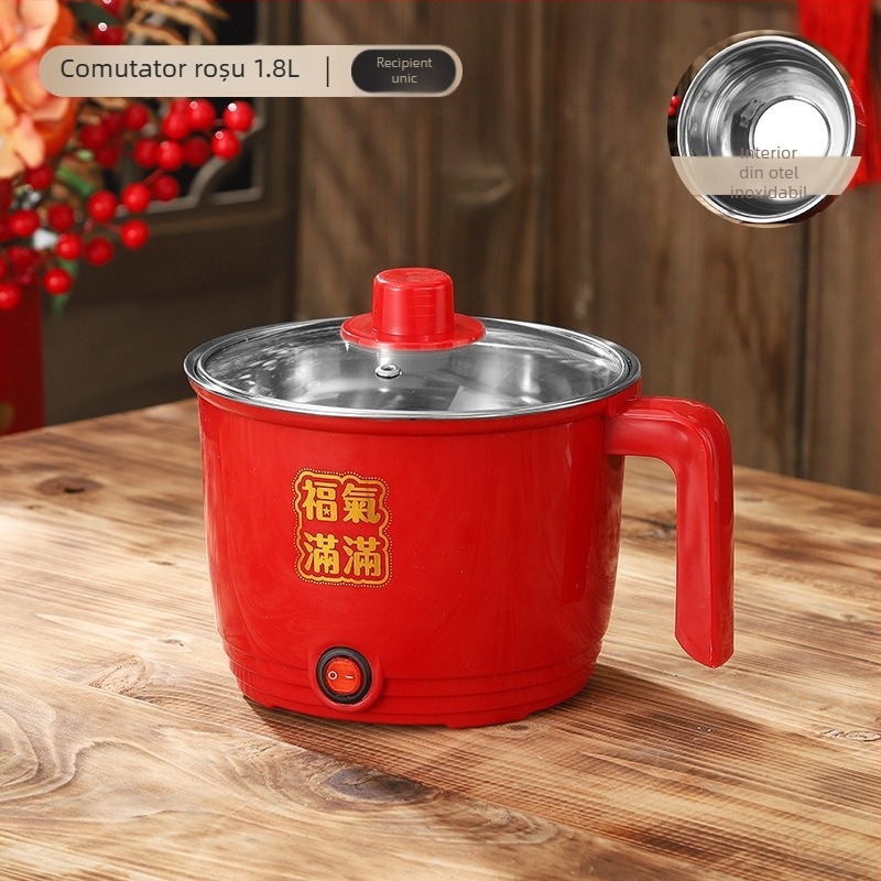 Oală electrică de gătit CW-1.8, vas interior din oțel inoxidabil, control mecanic cu buton, design cu 2 straturi, capacitate 1.8 L, funcție de curățare încorporată